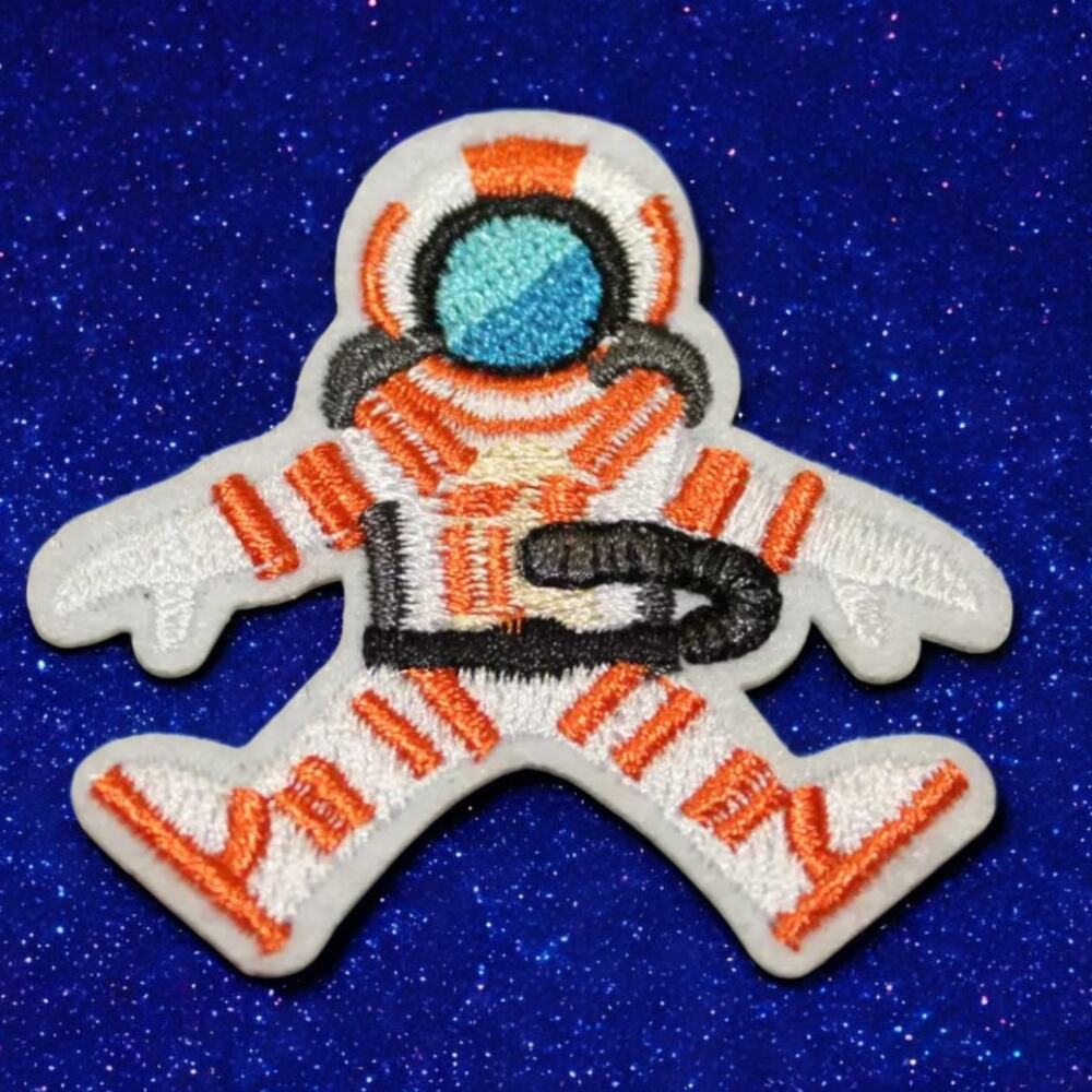Astronaut Diver Orange White Cartoon Clothing Iron On Patch Decal Embroidery
